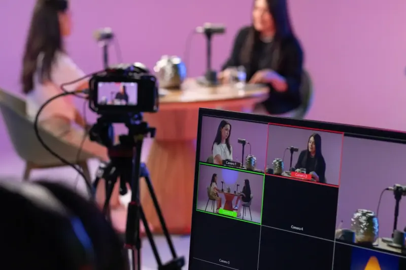 Detrás de cámaras de grabación multicámara y circuito cerrado para video podcast | DUAL PRODUCTORA