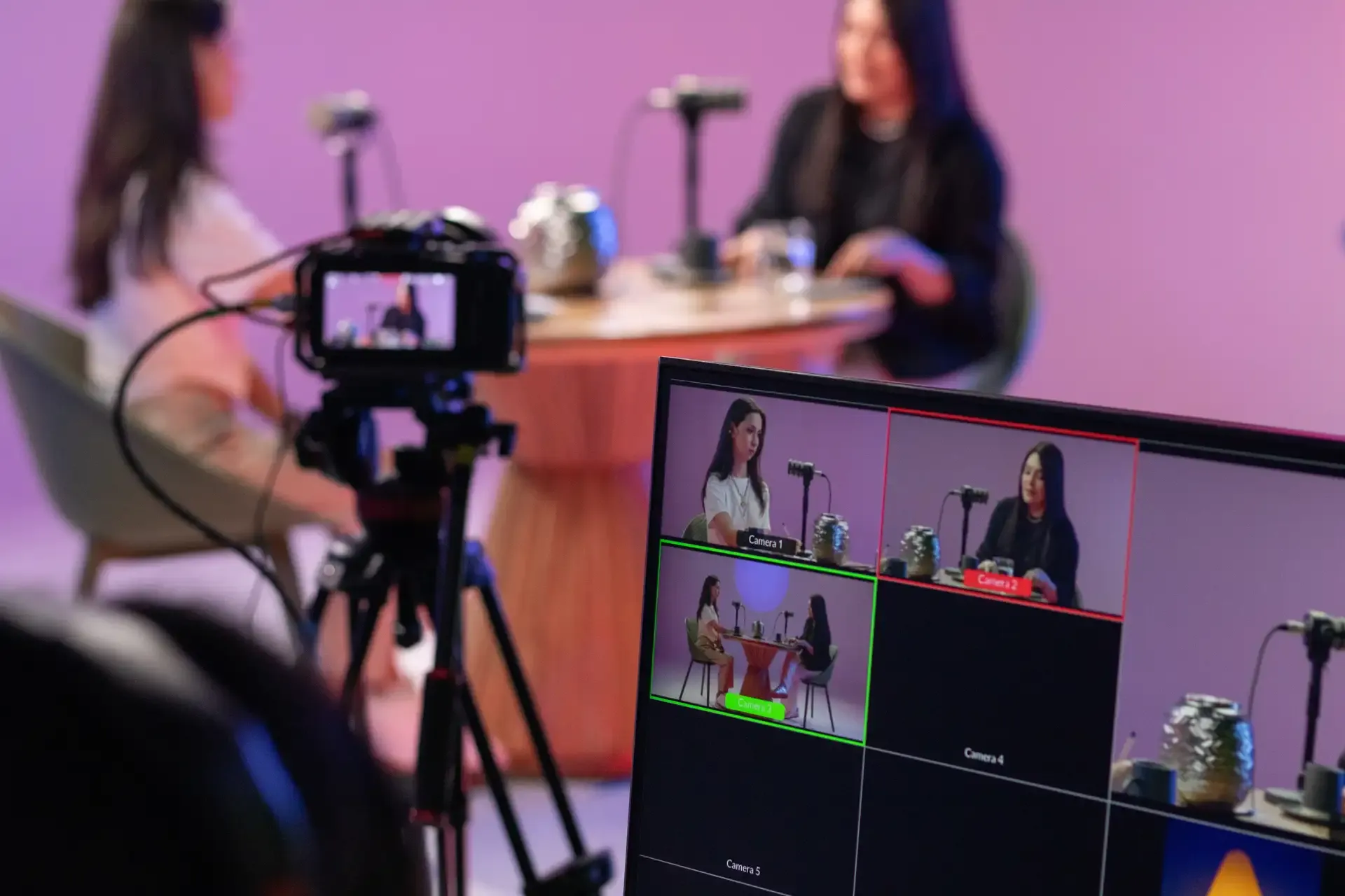 Detrás de cámaras de grabación multicámara y circuito cerrado para video podcast | DUAL PRODUCTORA