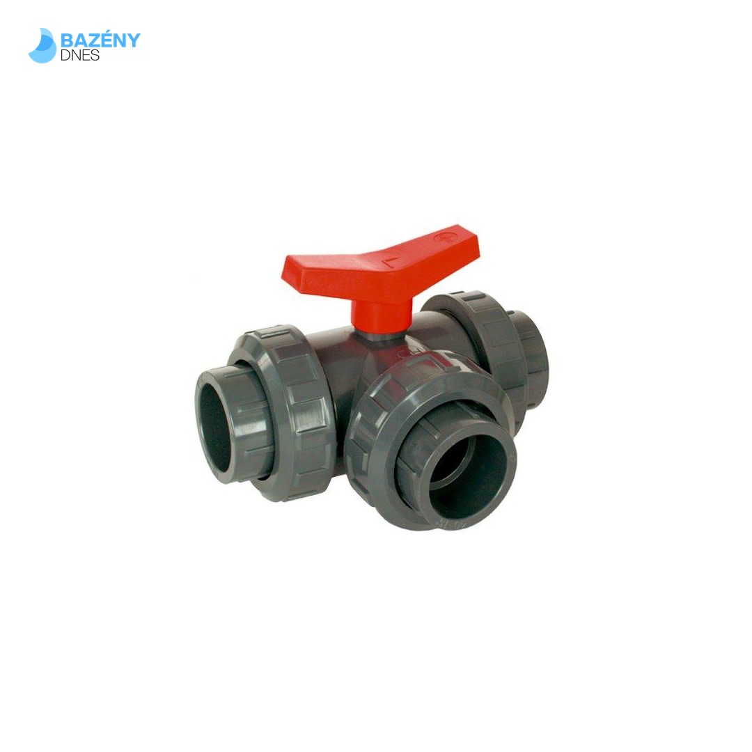 PVC Kulový třícestný ventil 32 mm T