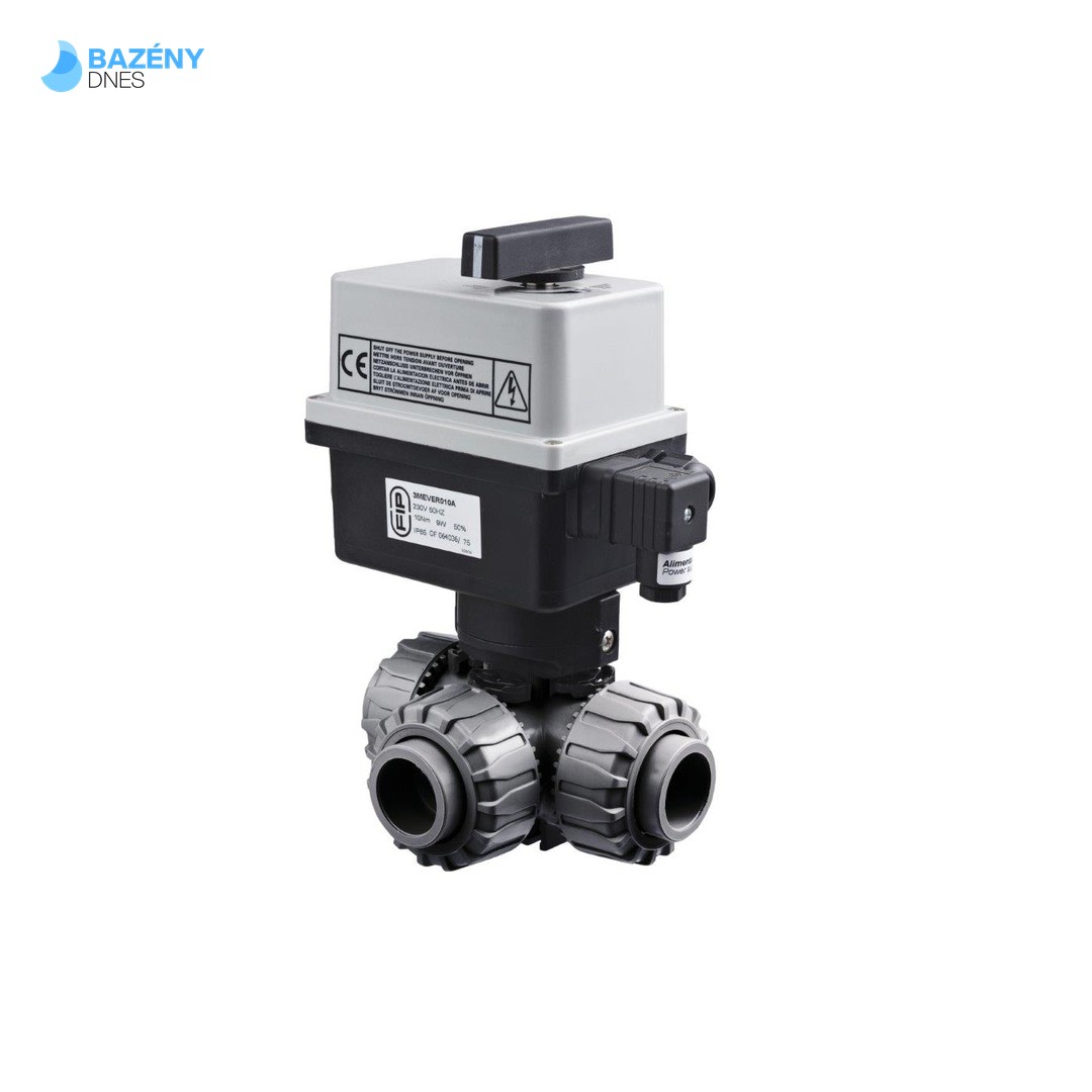 PVC Kulový el. třícestný ventil 63 mm FIP - T