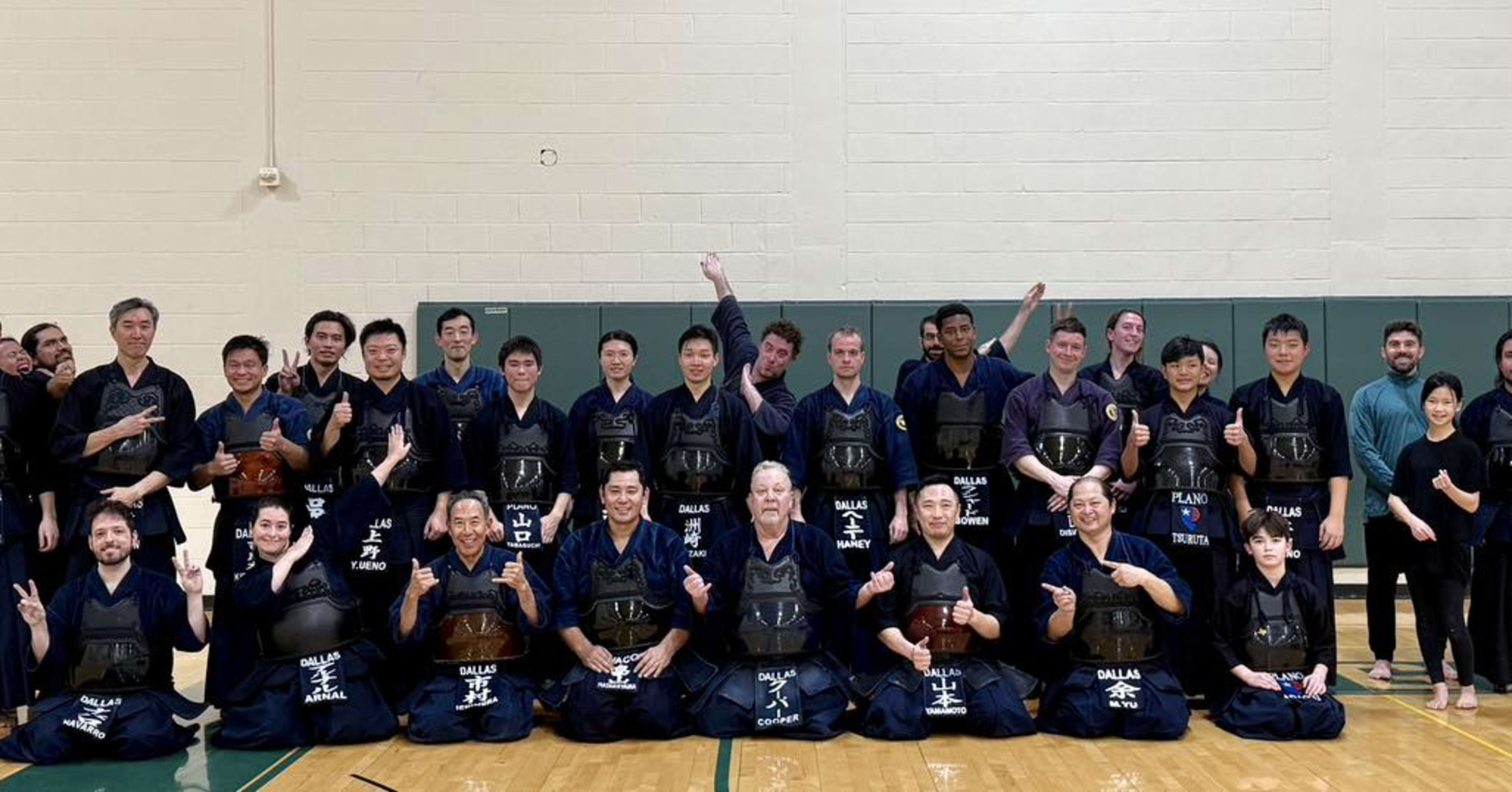 Students training in martial arts class