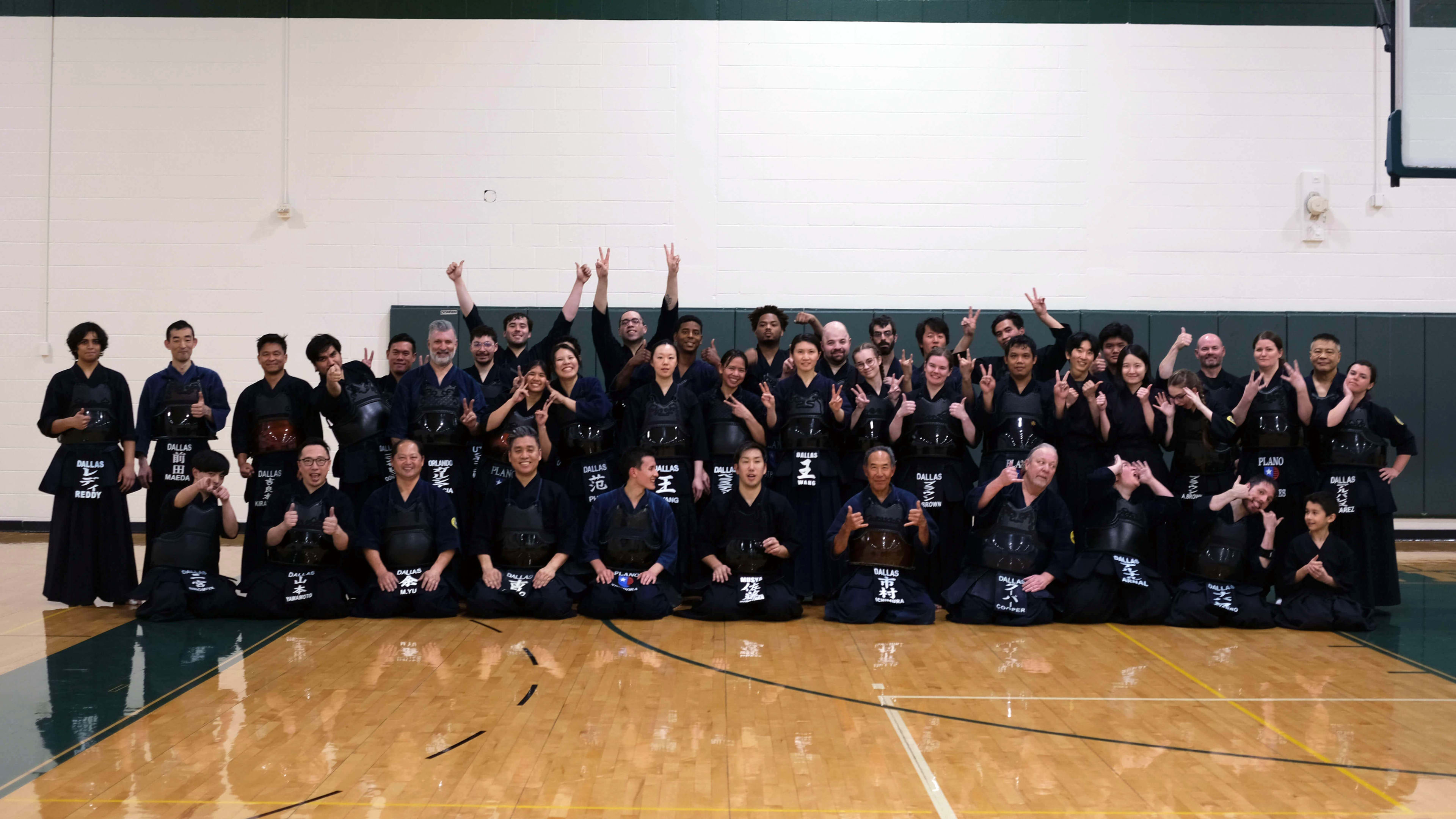 Students training in martial arts class