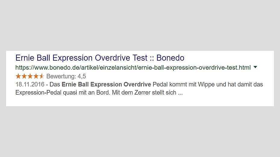Screenshot eines Rich Snippets für Ratings