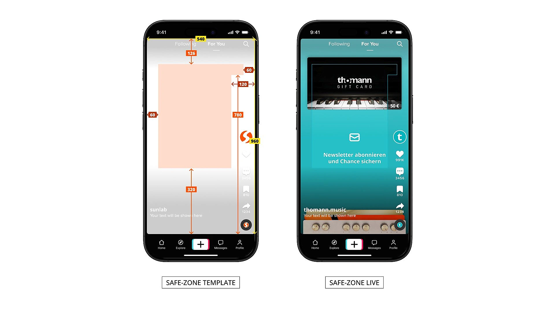 Grafik zu den Safe Zones auf TikTok