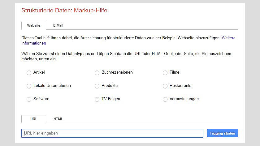 Screenshot der Google-MarkUp-Hilfe
