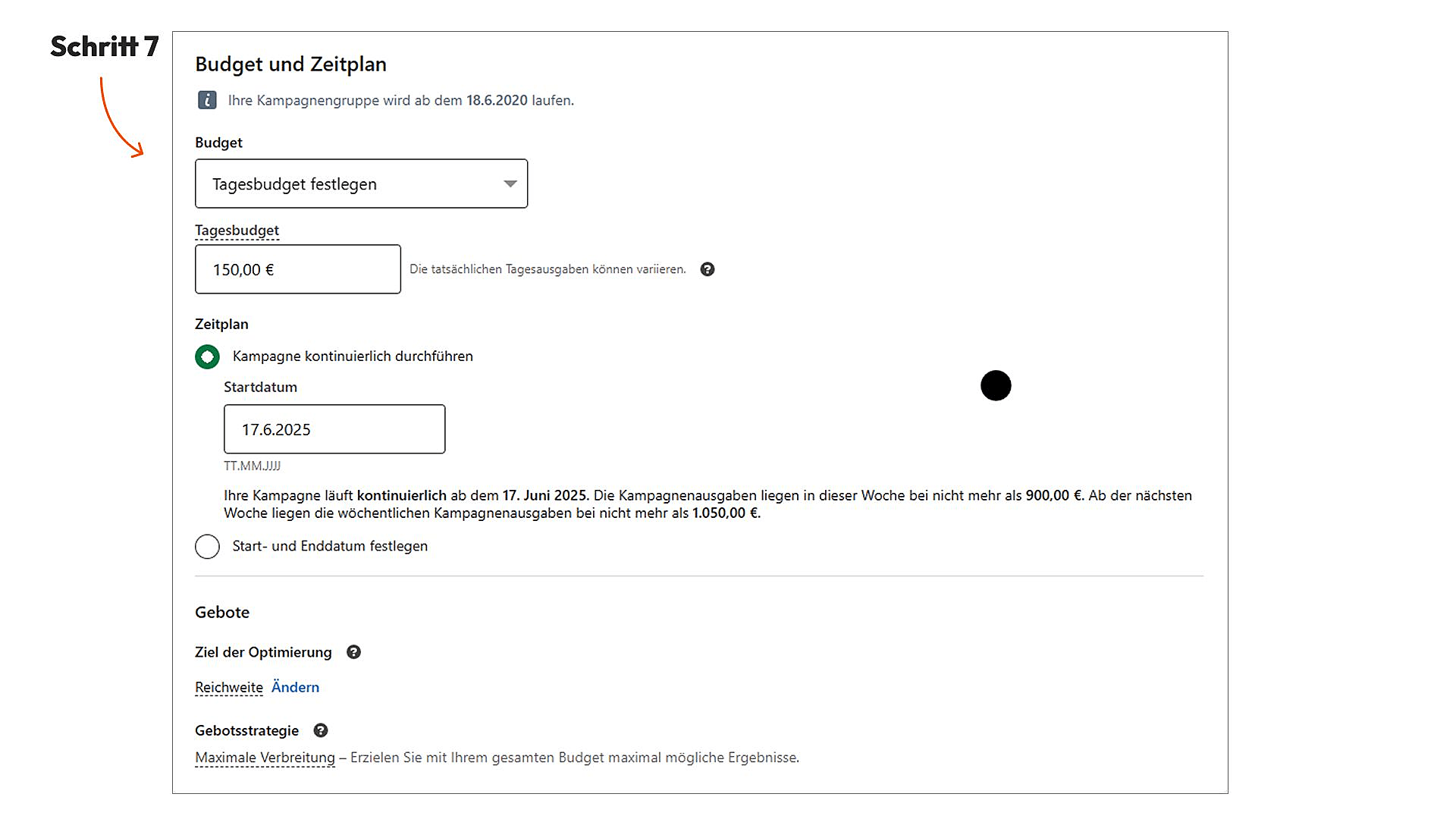 Schritt 7 der Kampagnenerstellung auf LinkedIn