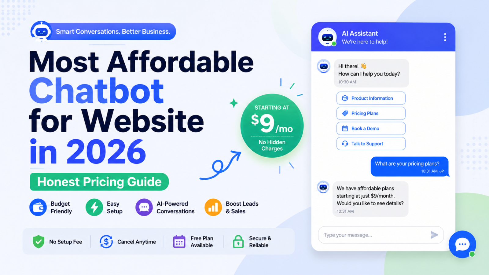 Most Affordable Chatbot for Website in 2026 — Honest Pricing Guide
