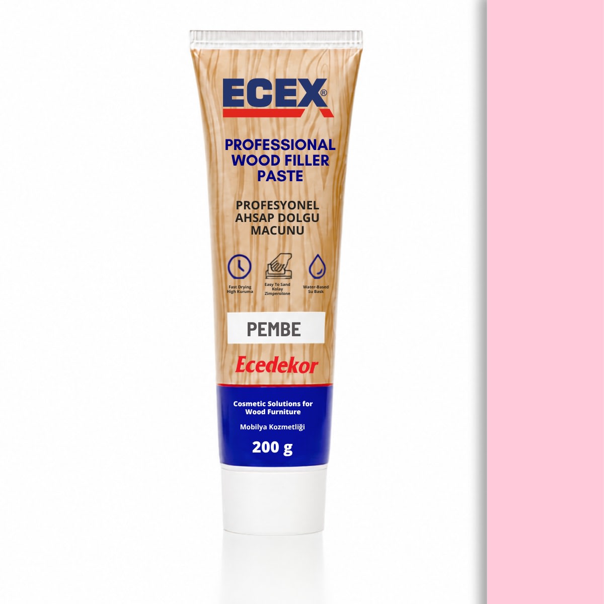 ECEX Ahşap Dolgu Macunu Tüp (200gr) — Pembe