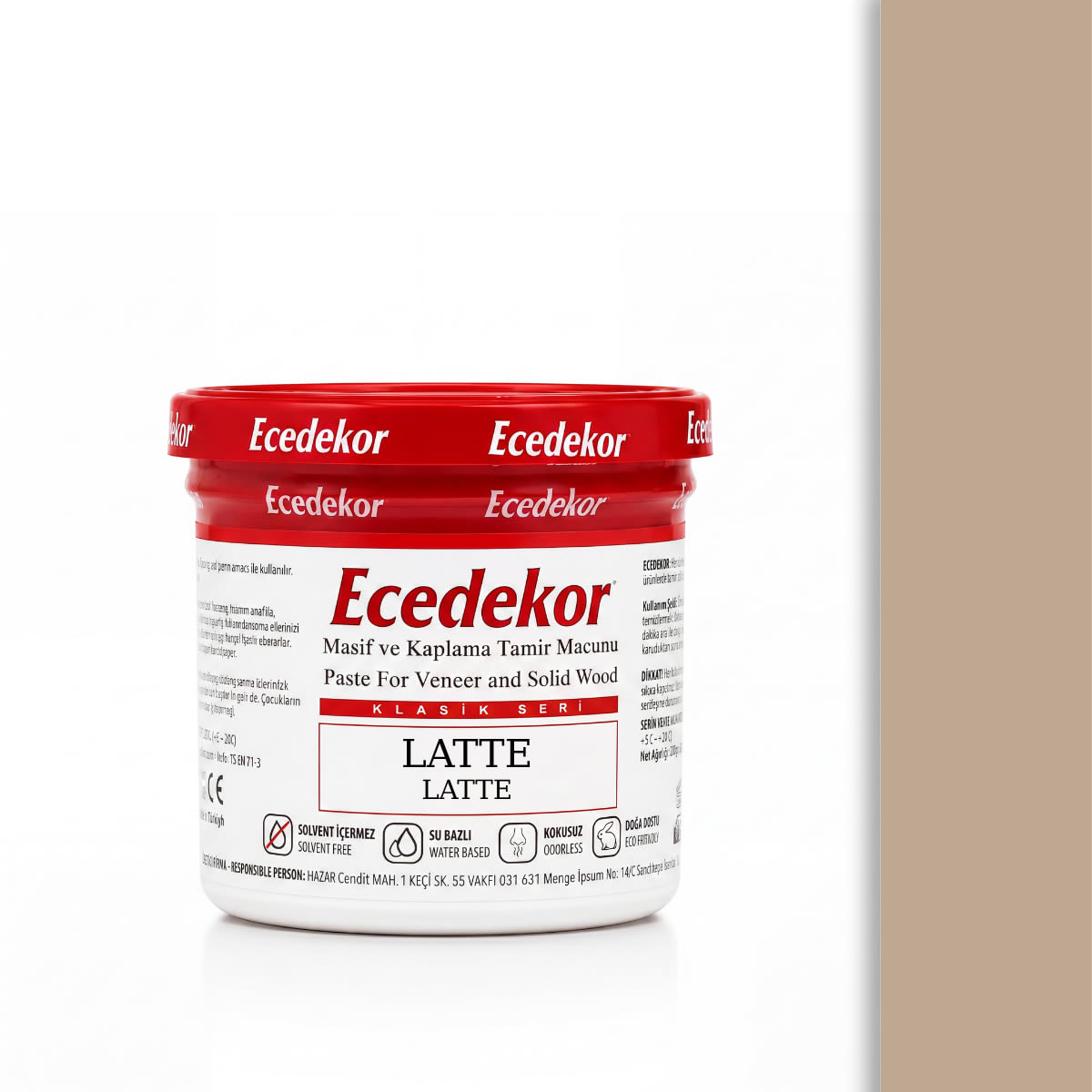Ecedekor Ahşap Dolgu Macunu Bardak (200gr) — Latte