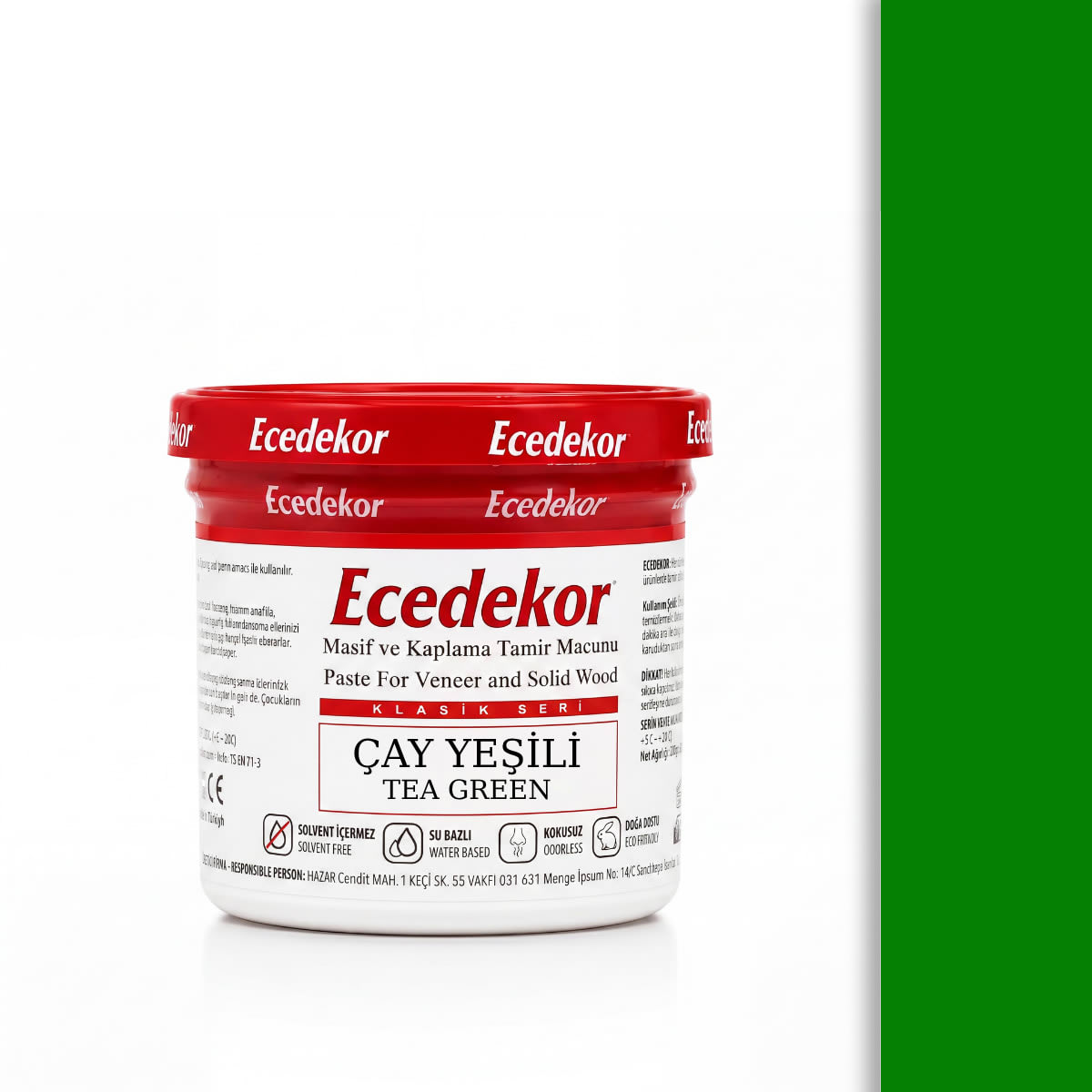 Ecedekor Ahşap Dolgu Macunu Bardak (200gr) — Çay Yeşili