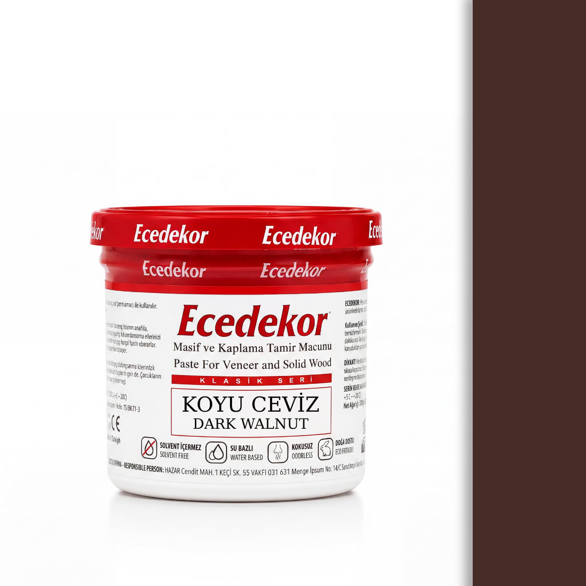 Ecedekor Ahşap Dolgu Macunu Bardak (200gr) — Koyu Ceviz