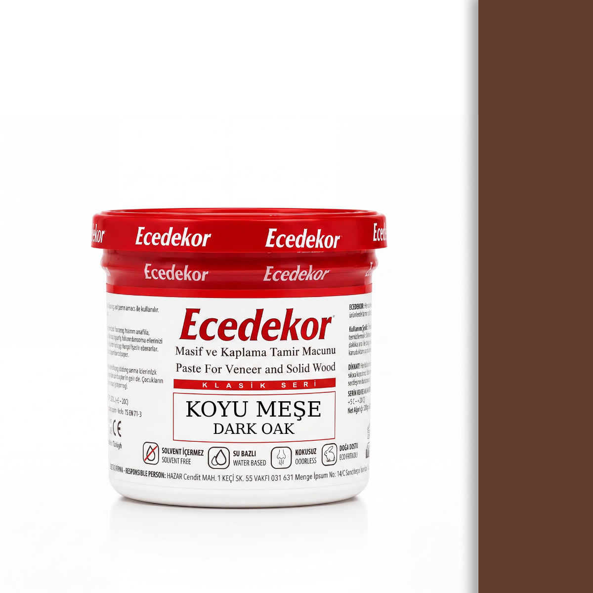 Ecedekor Ahşap Dolgu Macunu Bardak (200gr) — Koyu Meşe