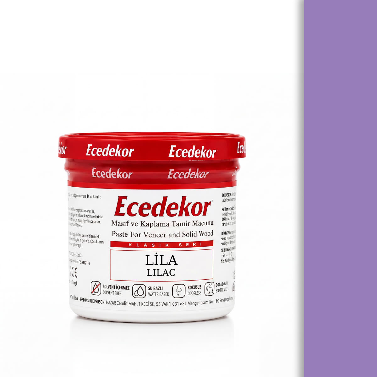 Ecedekor Ahşap Dolgu Macunu Bardak (200gr) — Lila