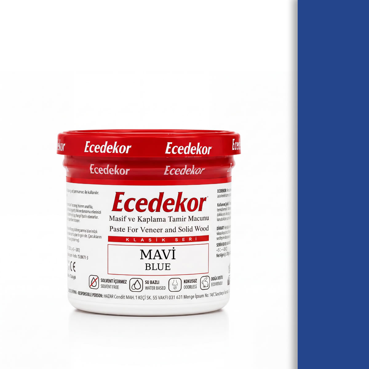 Ecedekor Ahşap Dolgu Macunu Bardak (200gr) — Mavi