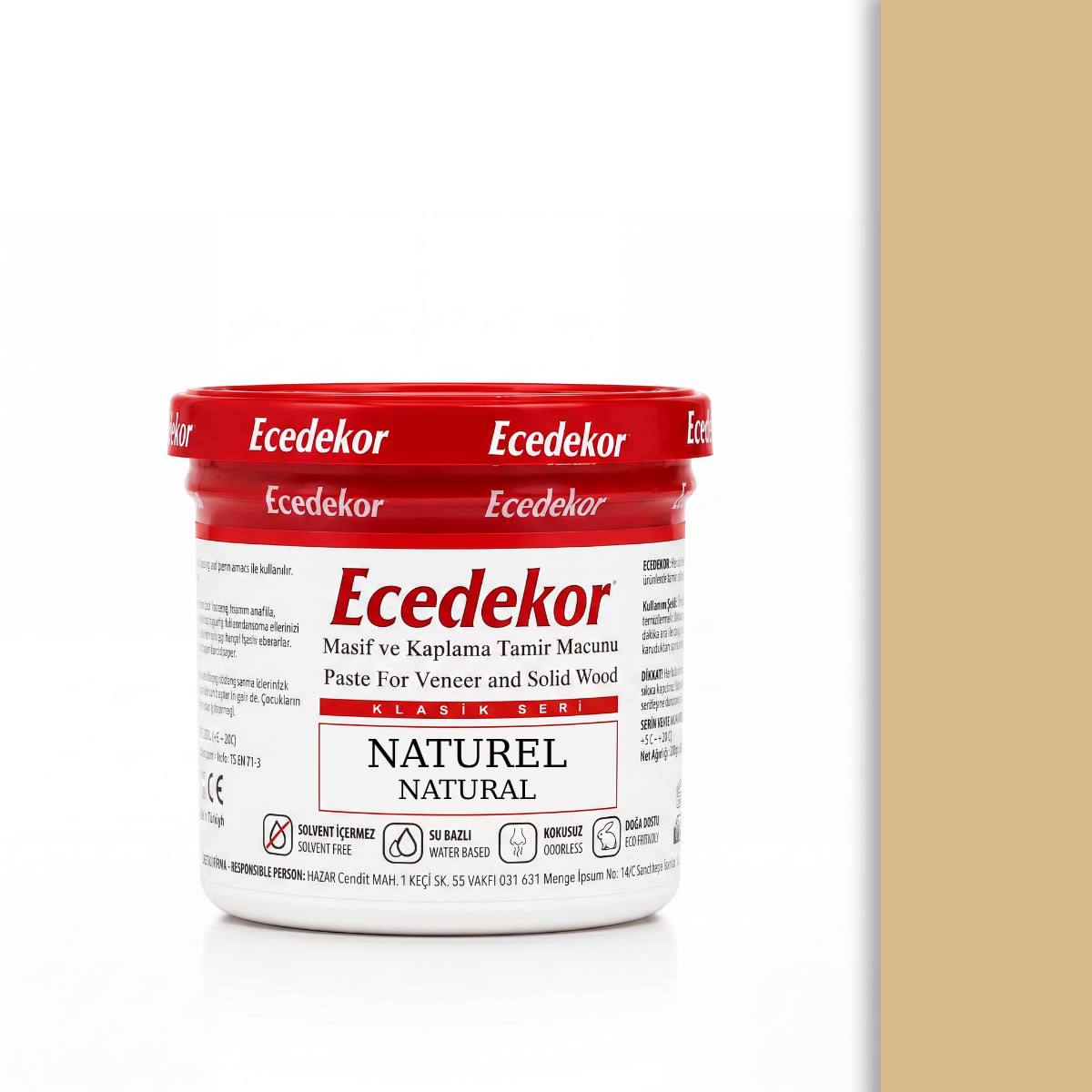 Ecedekor Ahşap Dolgu Macunu Bardak (200gr) — Naturel