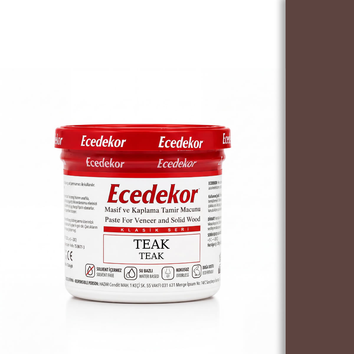 Ecedekor Ahşap Dolgu Macunu Bardak (200gr) — Teak