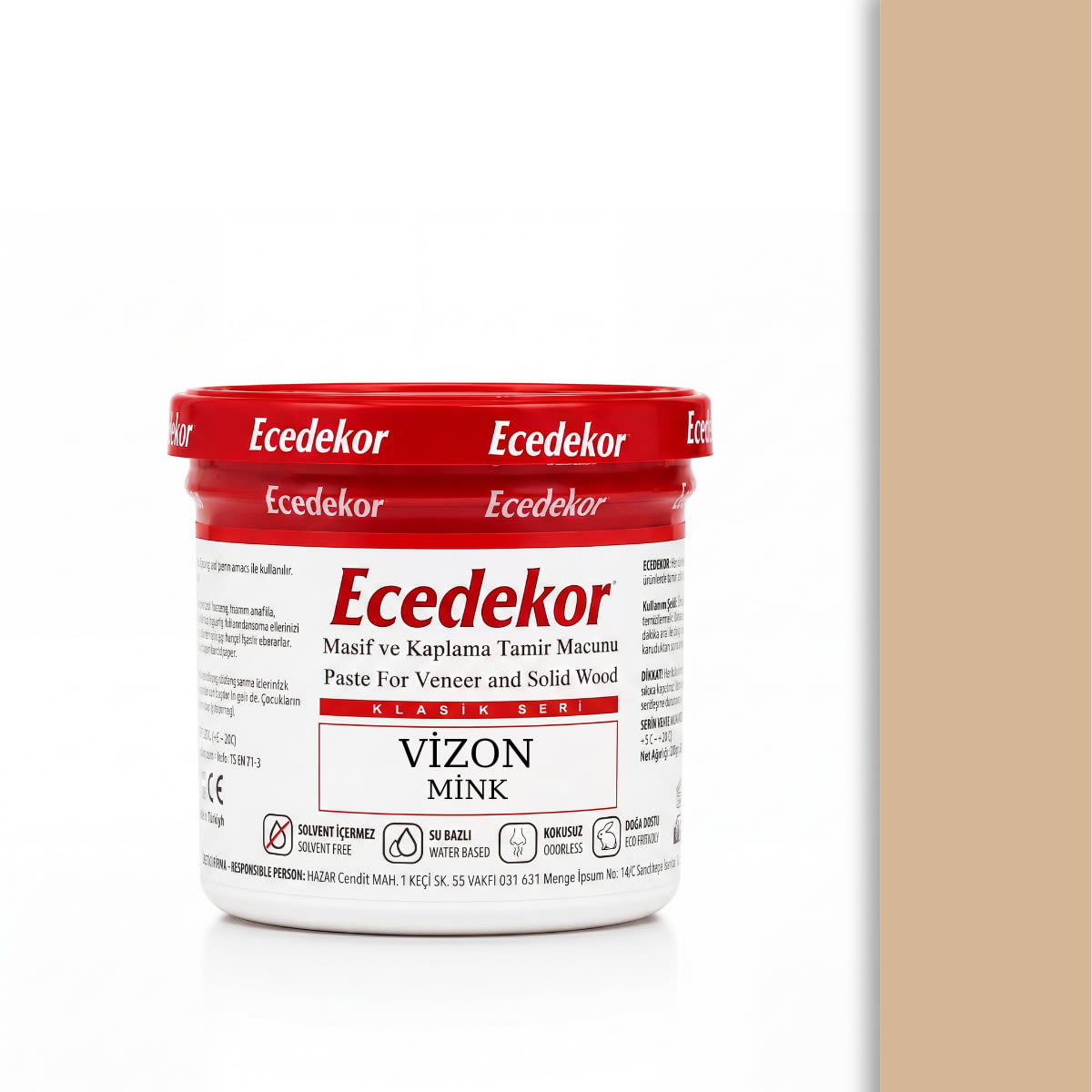 Ecedekor Ahşap Dolgu Macunu Bardak (200gr) — Vizon