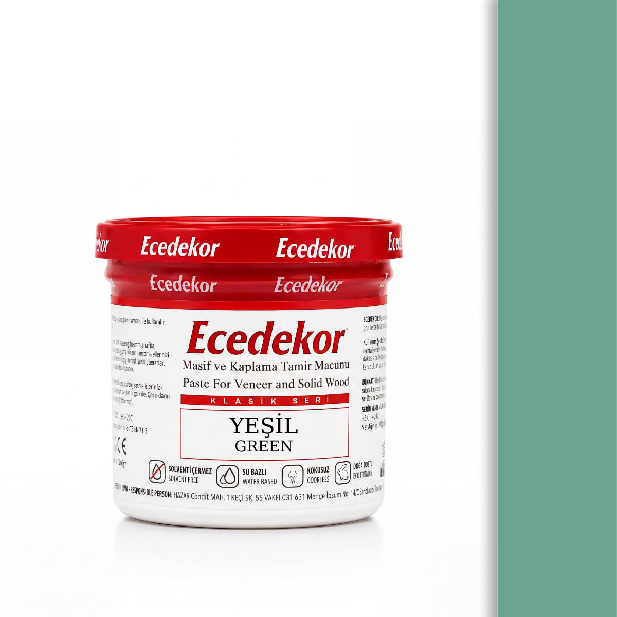 Ecedekor Ahşap Dolgu Macunu Bardak (200gr) — Yeşil