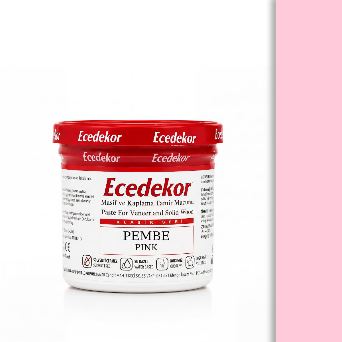 Ecedekor Ahşap Dolgu Macunu Bardak (200gr) — Pembe