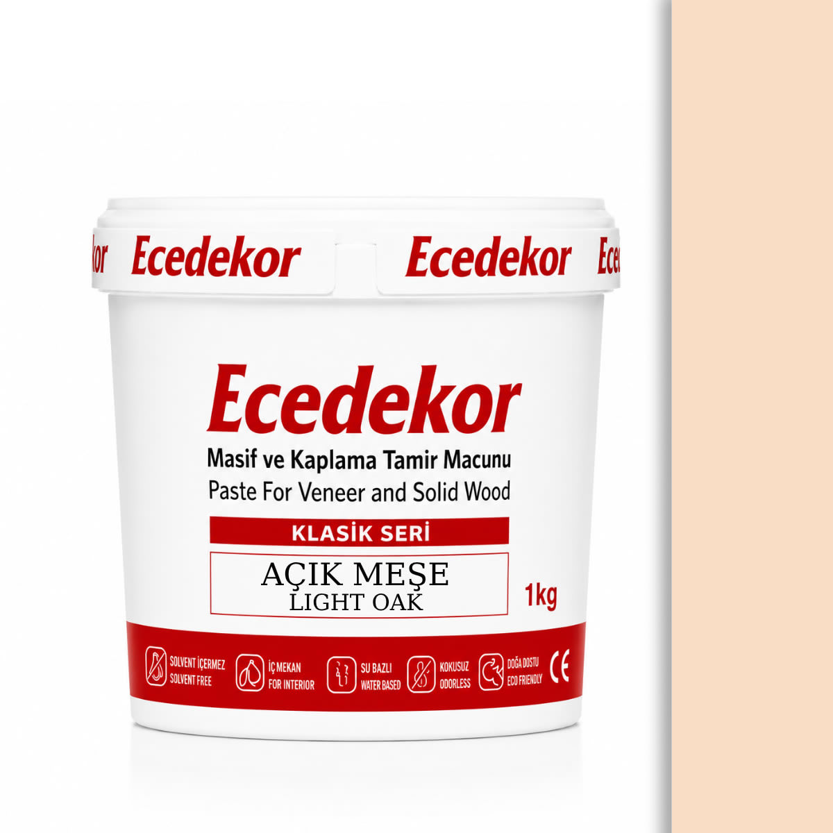 Ecedekor Ahşap Dolgu Macunu Kova (1000gr) — Açık Meşe