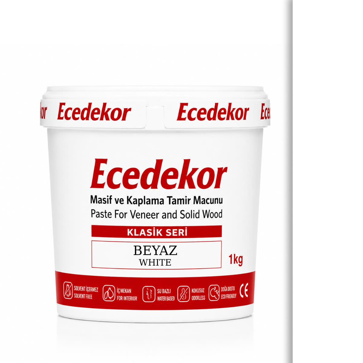 Ecedekor Ahşap Dolgu Macunu Kova (1000gr) — Beyaz
