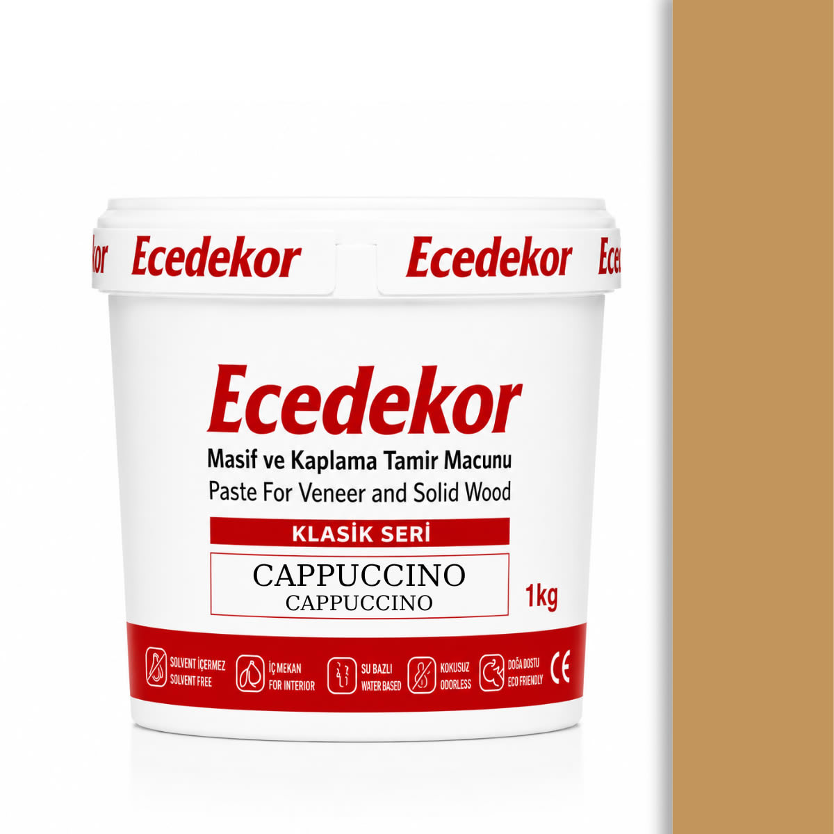 Ecedekor Ahşap Dolgu Macunu Kova (1000gr) — Cappuccino