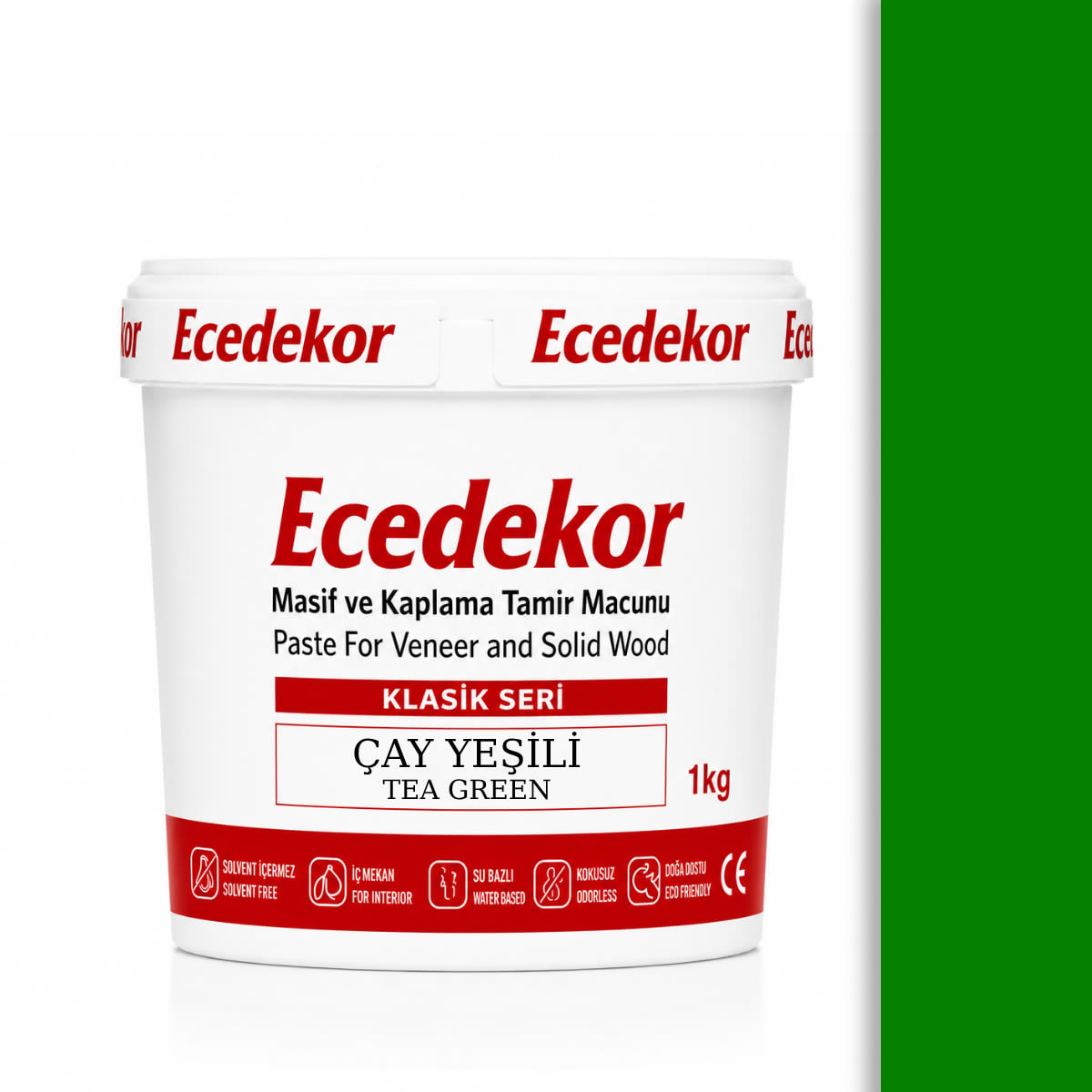 Ecedekor Ahşap Dolgu Macunu Kova (1000gr) — Çay Yeşili