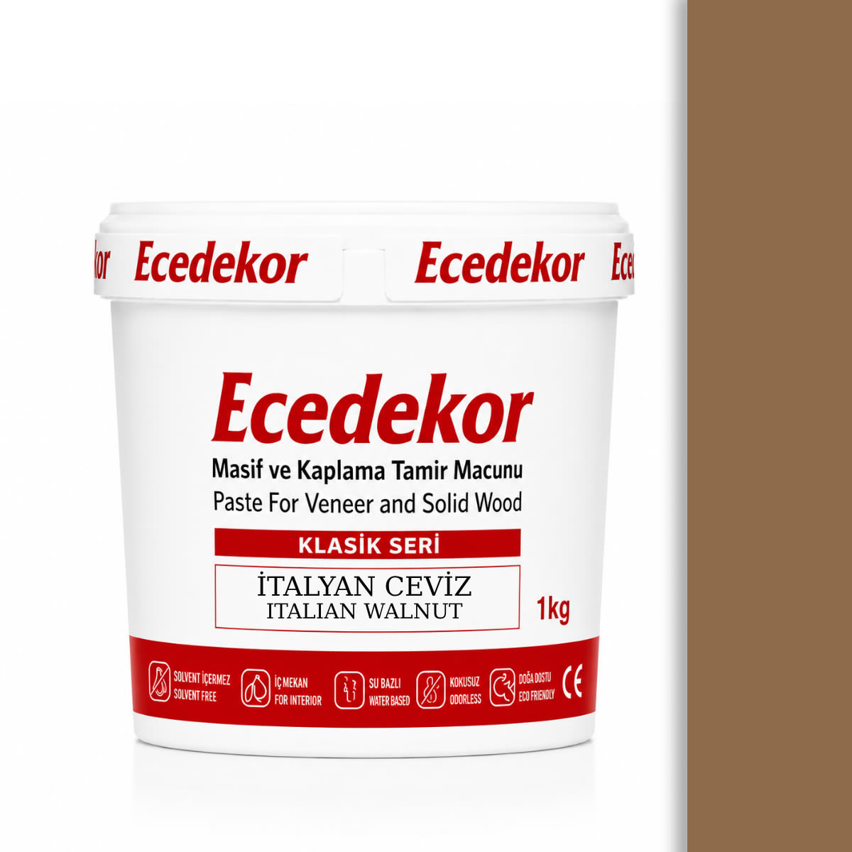 Ecedekor Ahşap Dolgu Macunu Kova (1000gr) — İtalyan Ceviz