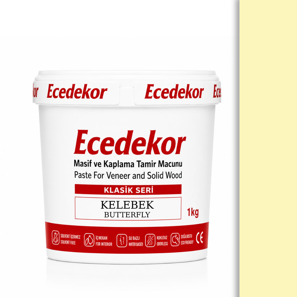 Ecedekor Ahşap Dolgu Macunu Kova (1000gr) — Kelebek