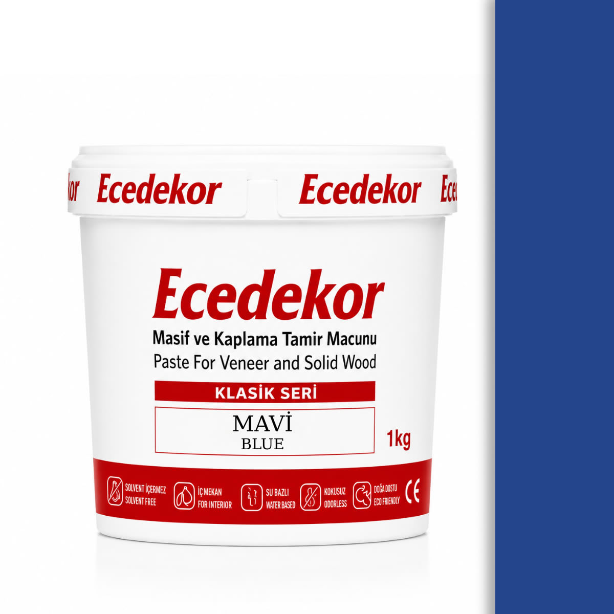 Ecedekor Ahşap Dolgu Macunu Kova (1000gr) — Mavi