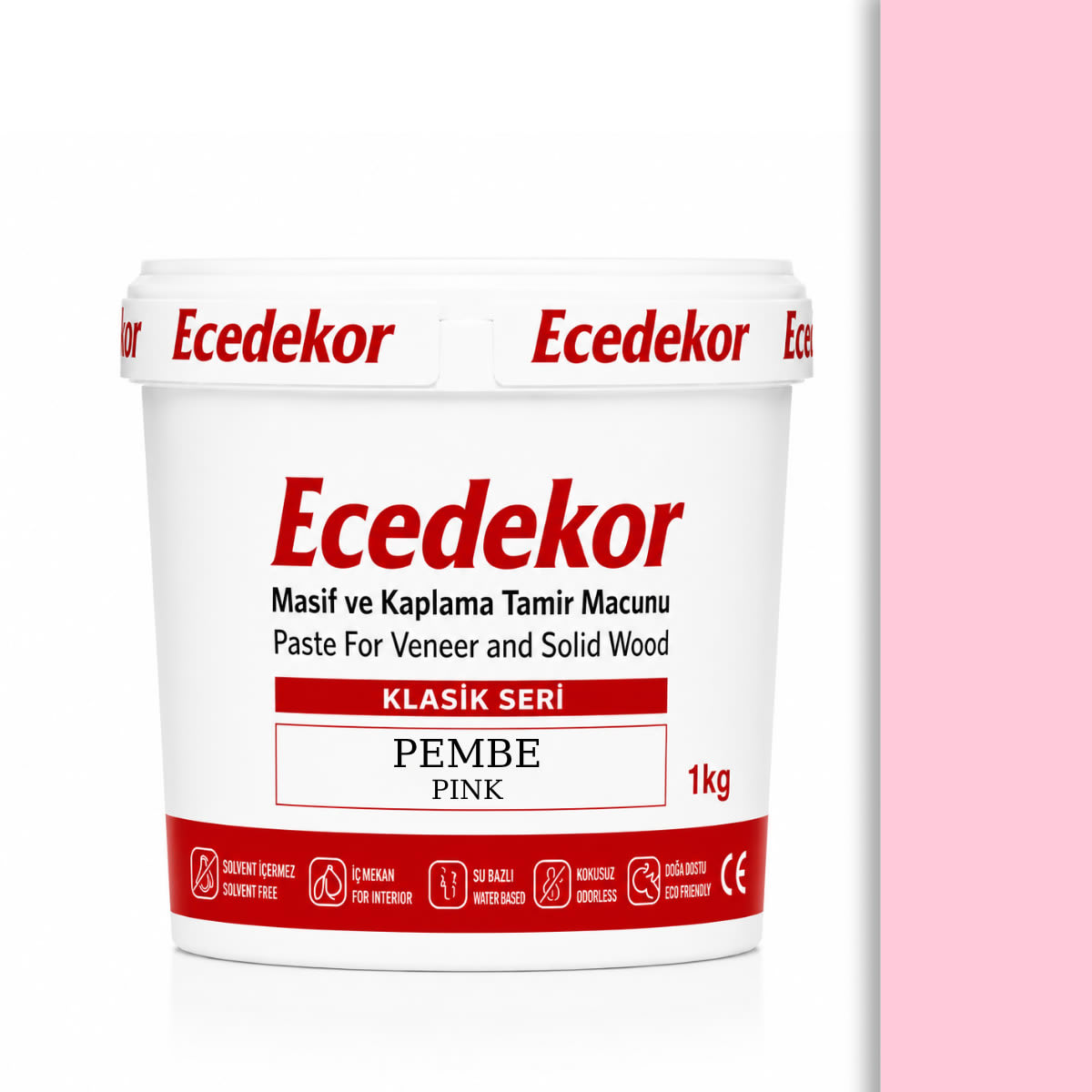 Ecedekor Ahşap Dolgu Macunu Kova (1000gr) — Pembe