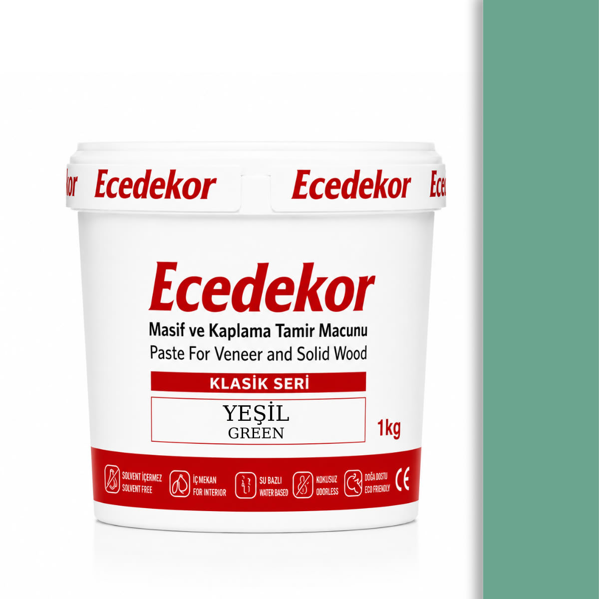 Ecedekor Ahşap Dolgu Macunu Kova (1000gr) — Yeşil