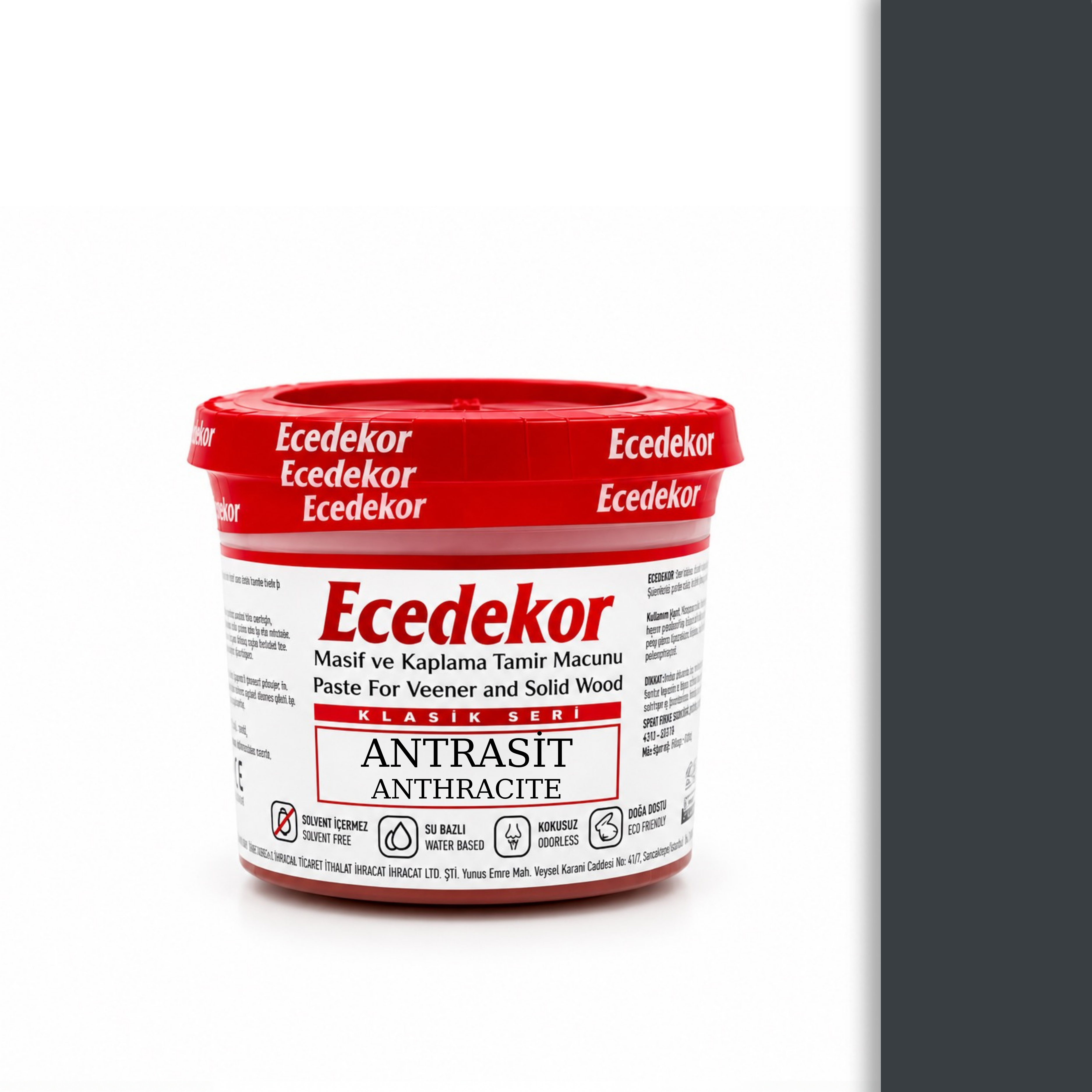 Ecedekor Holzspachtelmasse, Becher (200 g) — Anthrazit