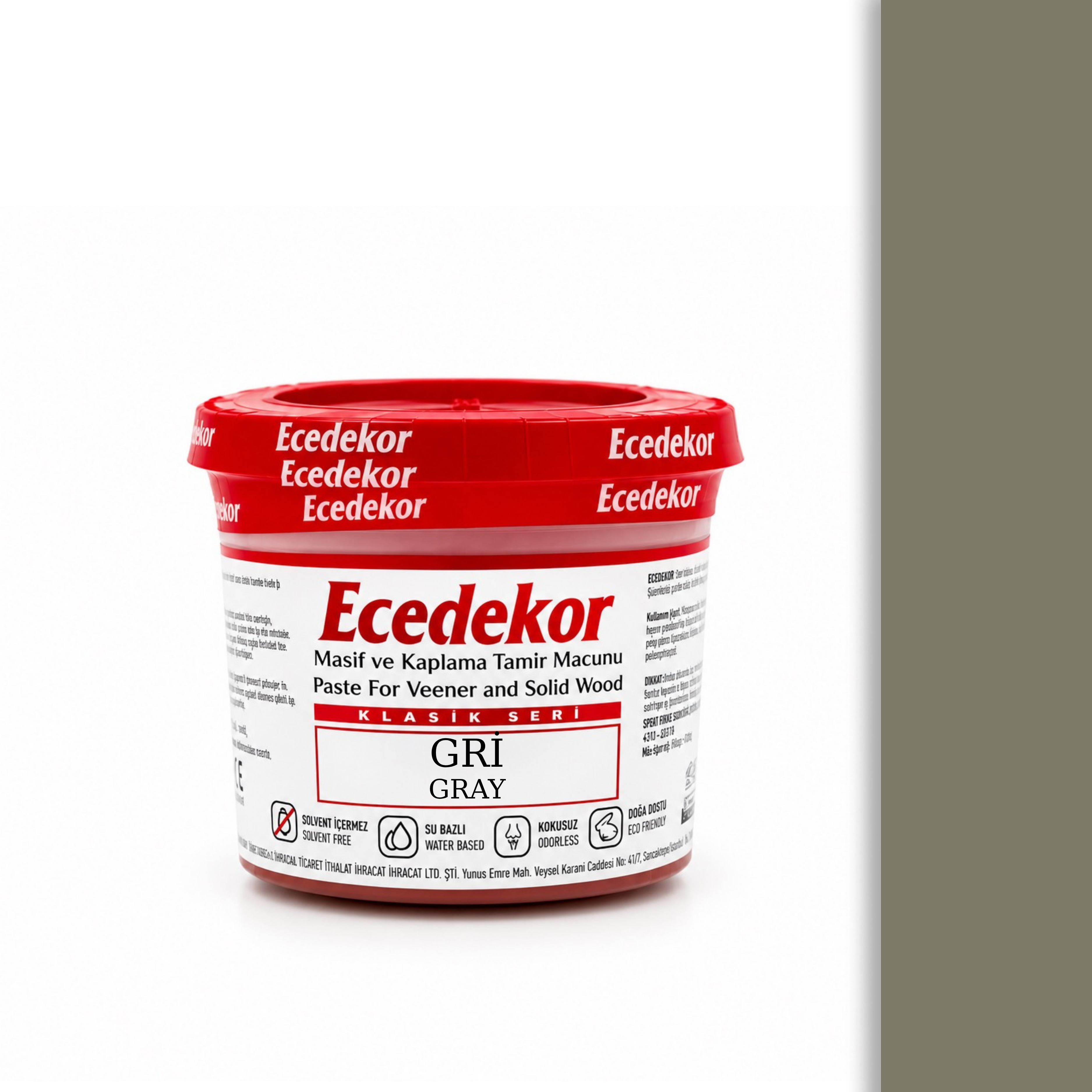 Ecedekor Holzspachtelmasse, Becher (200 g) — Grau