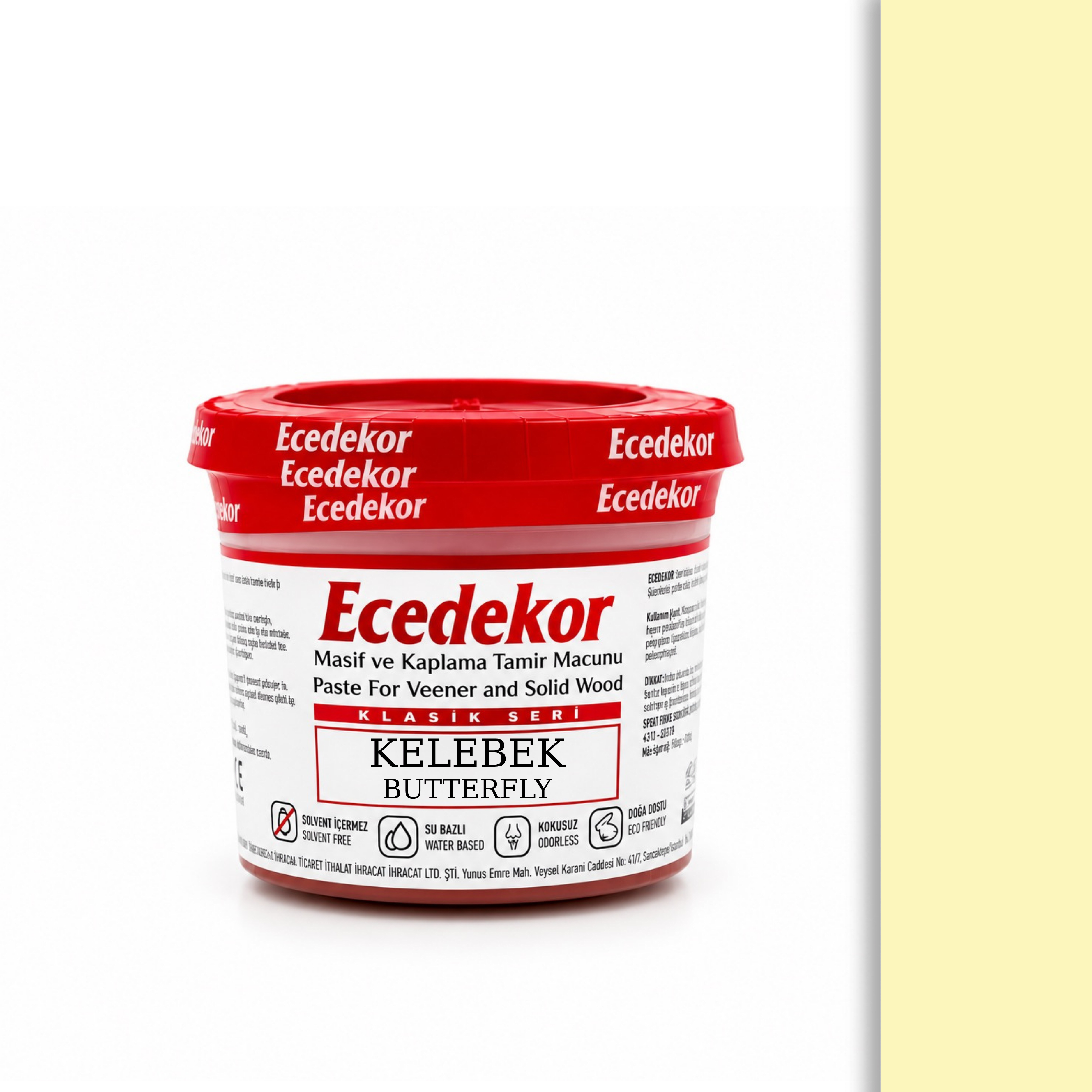 Ecedekor Holzspachtelmasse, Becher (200 g) — Schmetterling