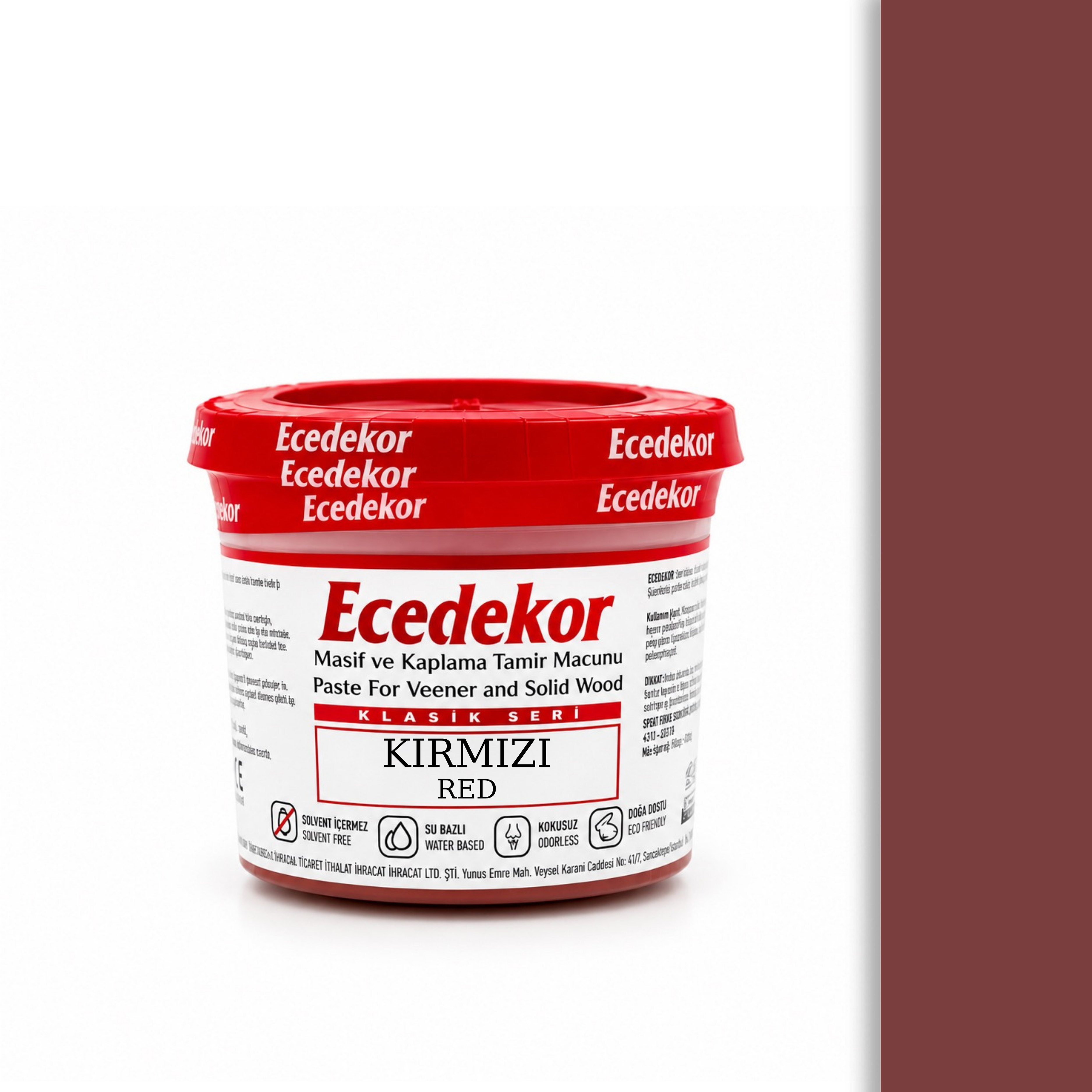 Ecedekor Holzspachtelmasse, Becher (200 g) — Rot