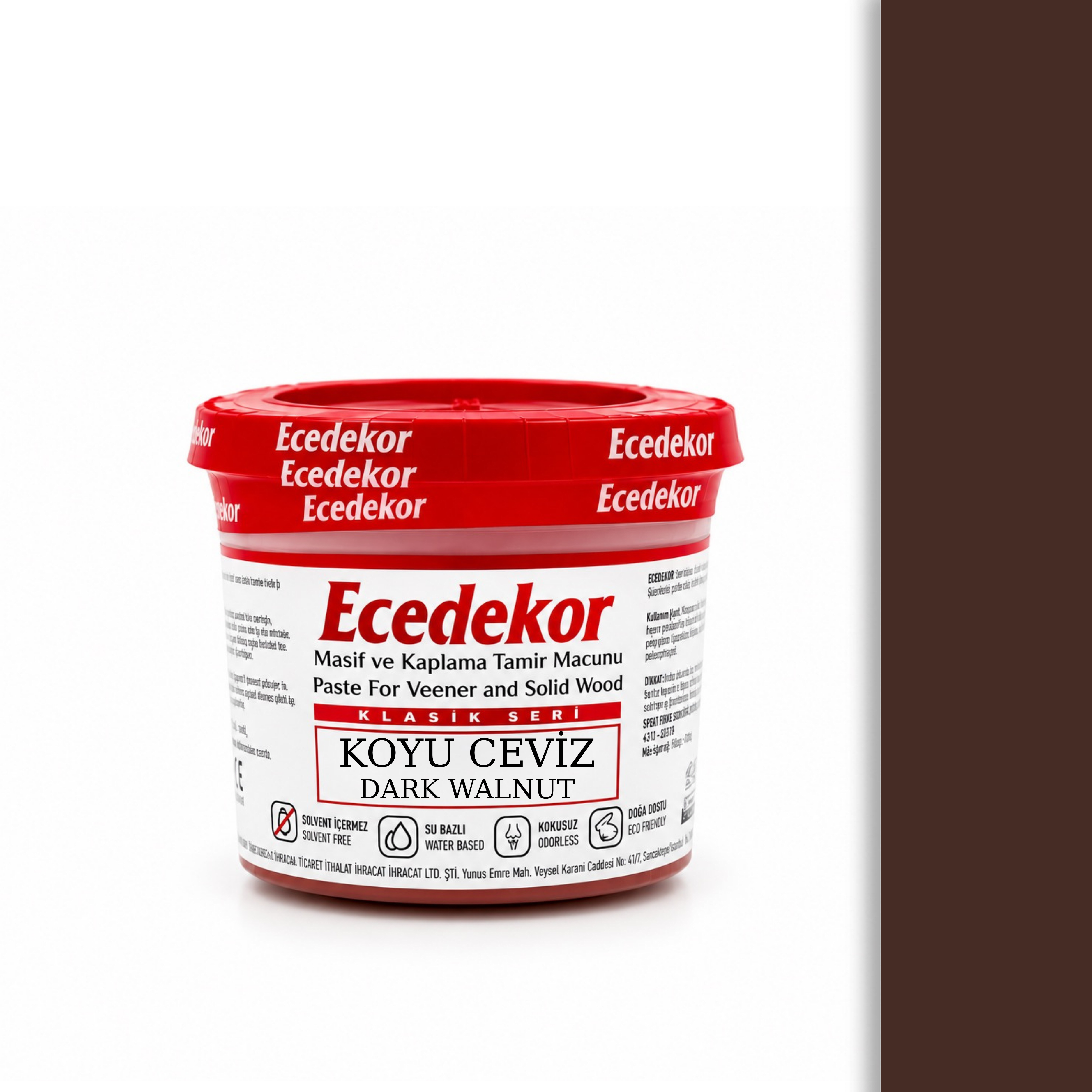 Ecedekor Holzspachtelmasse, Becher (200 g) — Walnuss dunkel