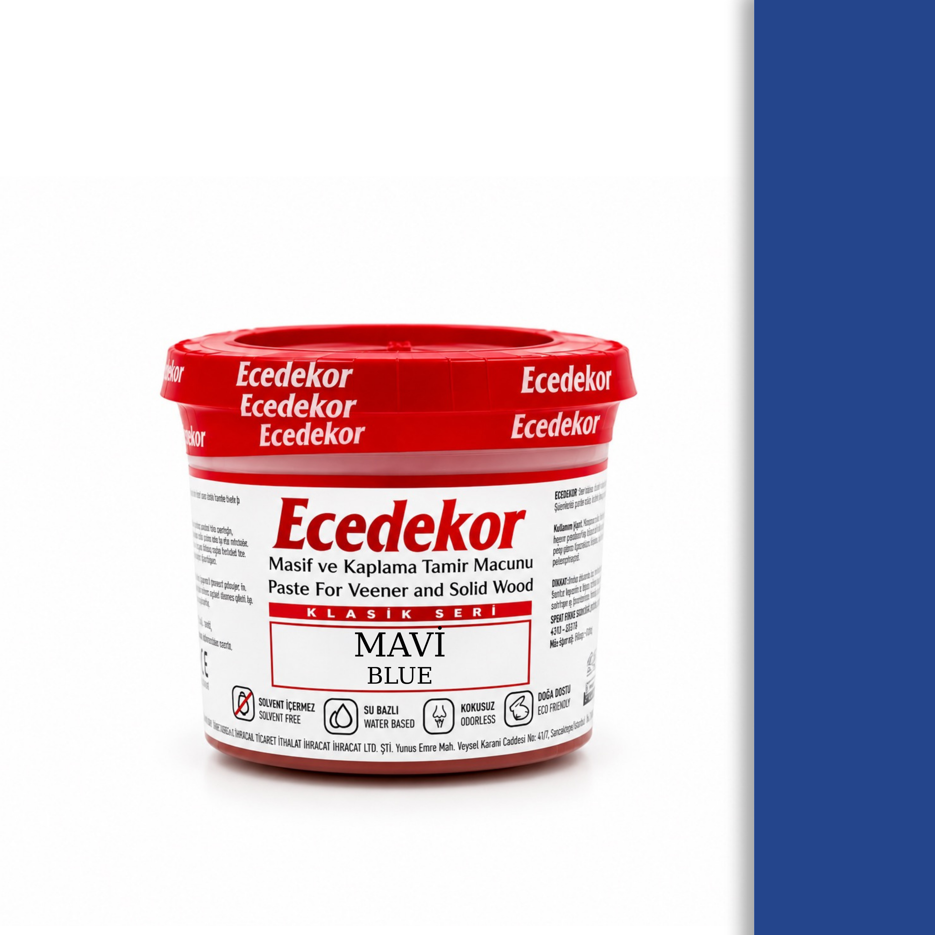 Ecedekor Holzspachtelmasse, Becher (200 g) — Blau