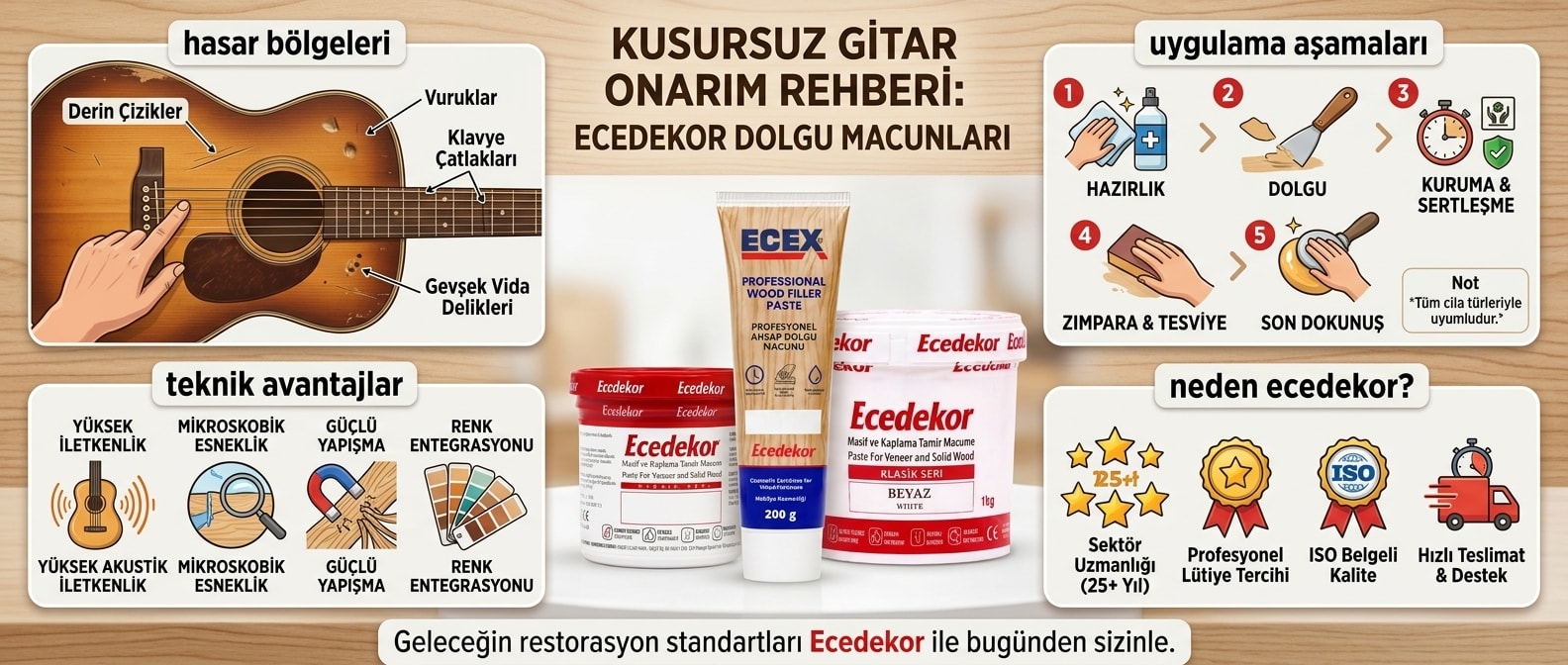 Gitar İçin Ahşap Tamir Macunu