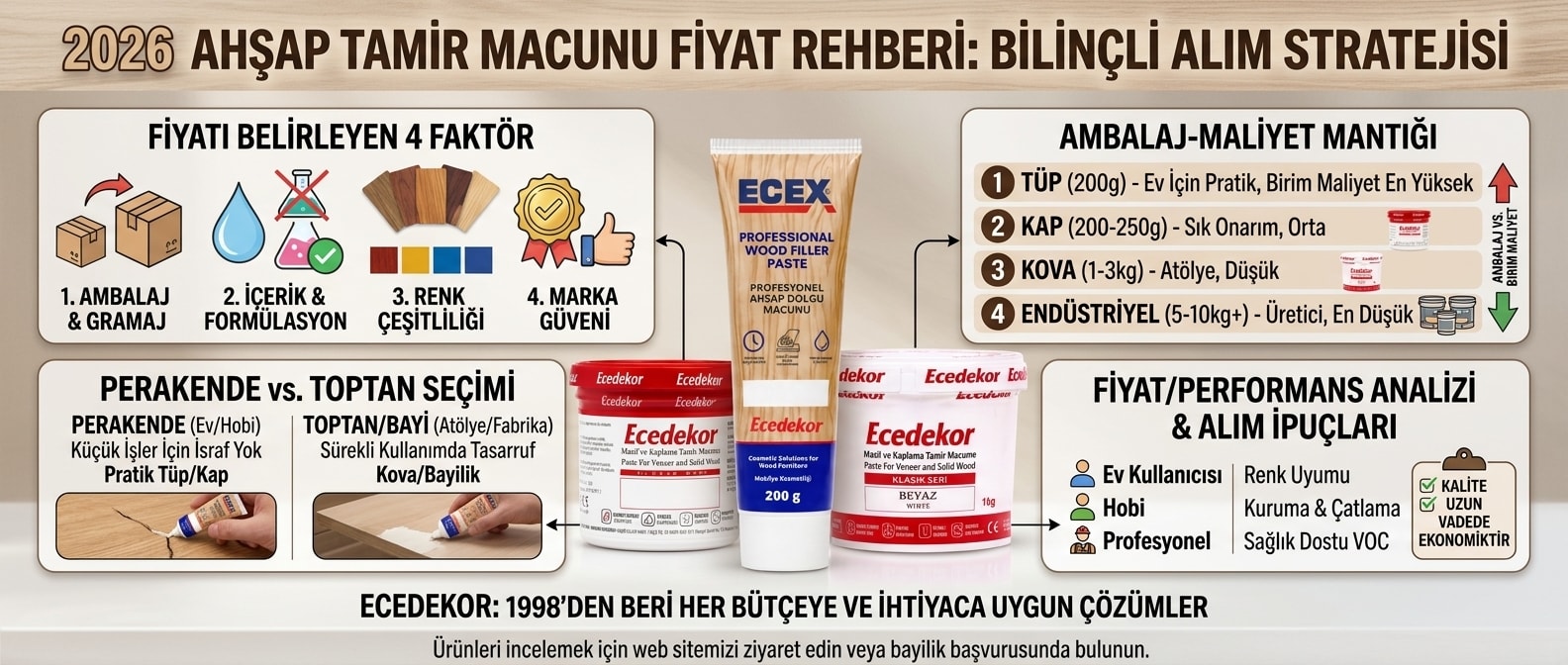 Ahşap Tamir Macunu Fiyatları | 2026 Güncel Fiyat Rehberi