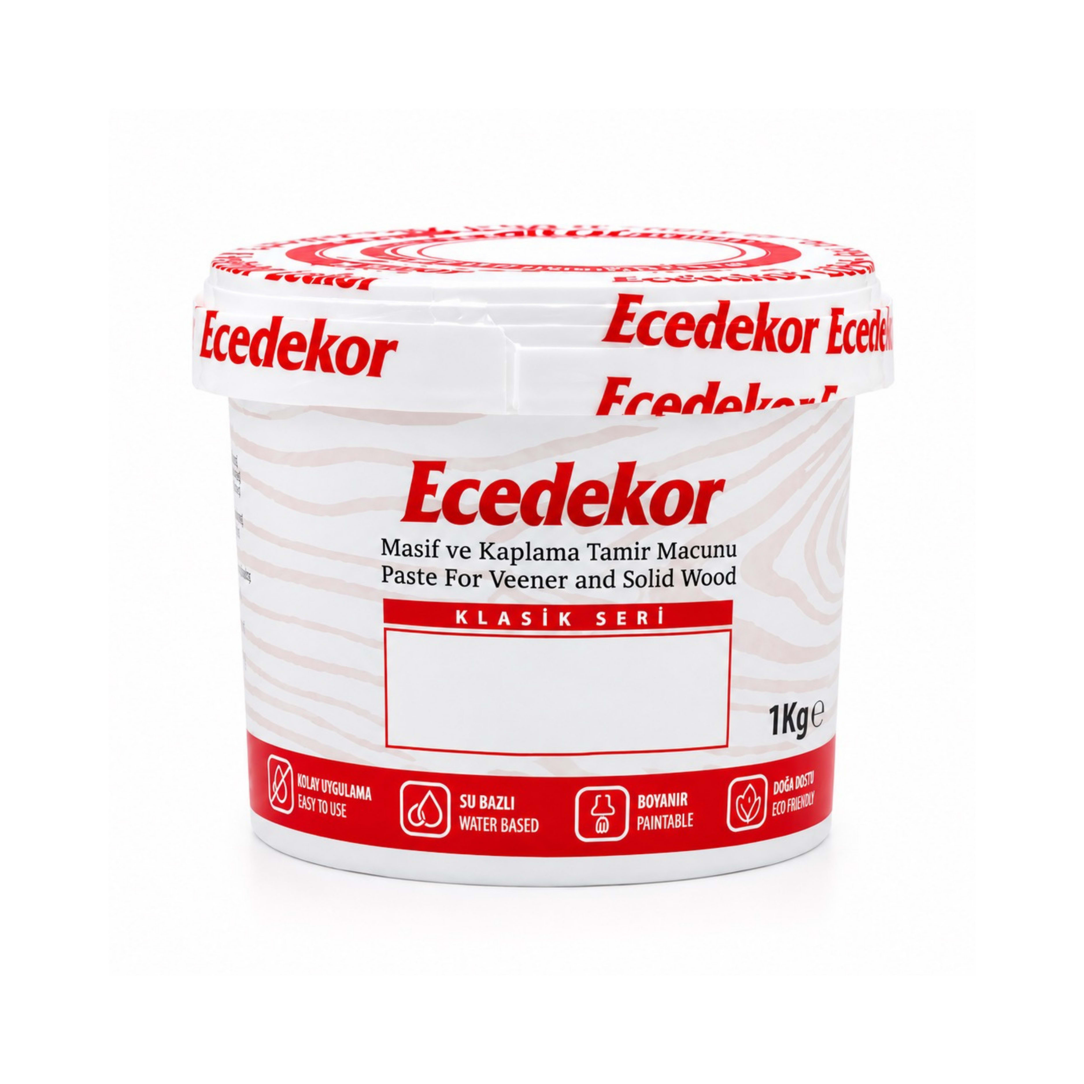 Ecedekor Ahşap Dolgu ve Tamir Macunu 1Kg gr Kova – Mobilya, Parke, Masif ve Kaplama için Çatlak, Çizik, Delik Onarıcı