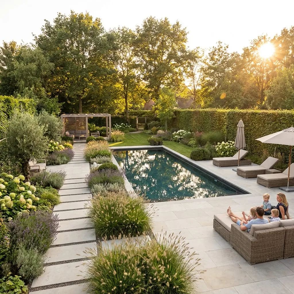 Tuinontwerp met zwembad