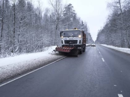 Более 11,3 тыс. км дорог Подмосковья обработали противогололедными материалами минувшей ночью