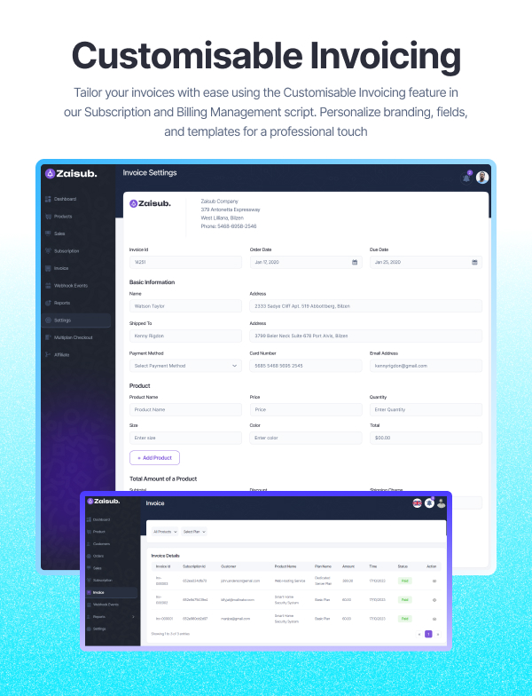 Zaisub - Subscription & Billing Management Laravel Script. - 6