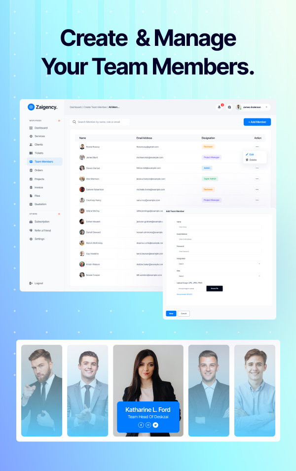 Zaigency - Services, Clients, Sales & Teams Management Laravel Script - 7