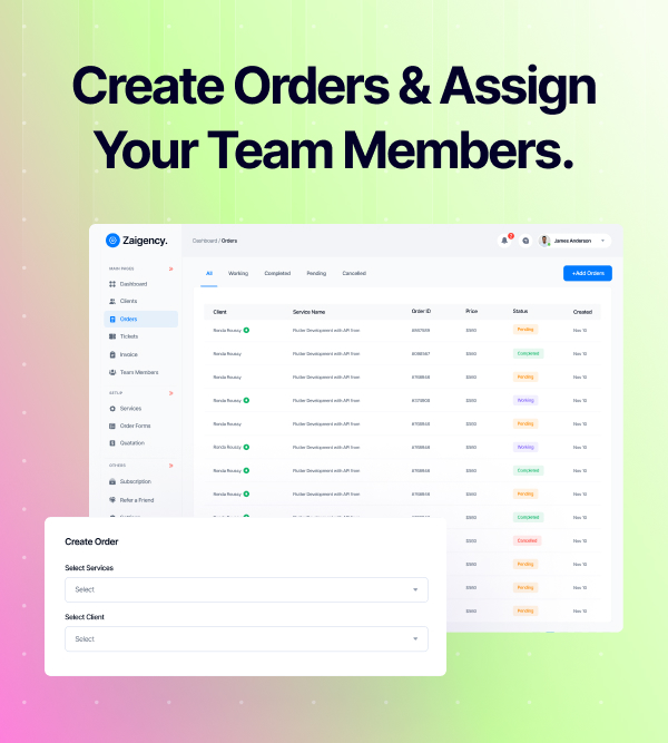Zaigency - Services, Clients, Sales & Teams Management Laravel Script - 8