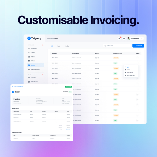 Zaigency - Services, Clients, Sales & Teams Management Laravel Script - 12