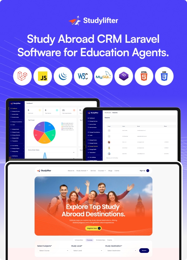 Studylifter - Study Abroad CRM For Education Agent Laravel Script - 1