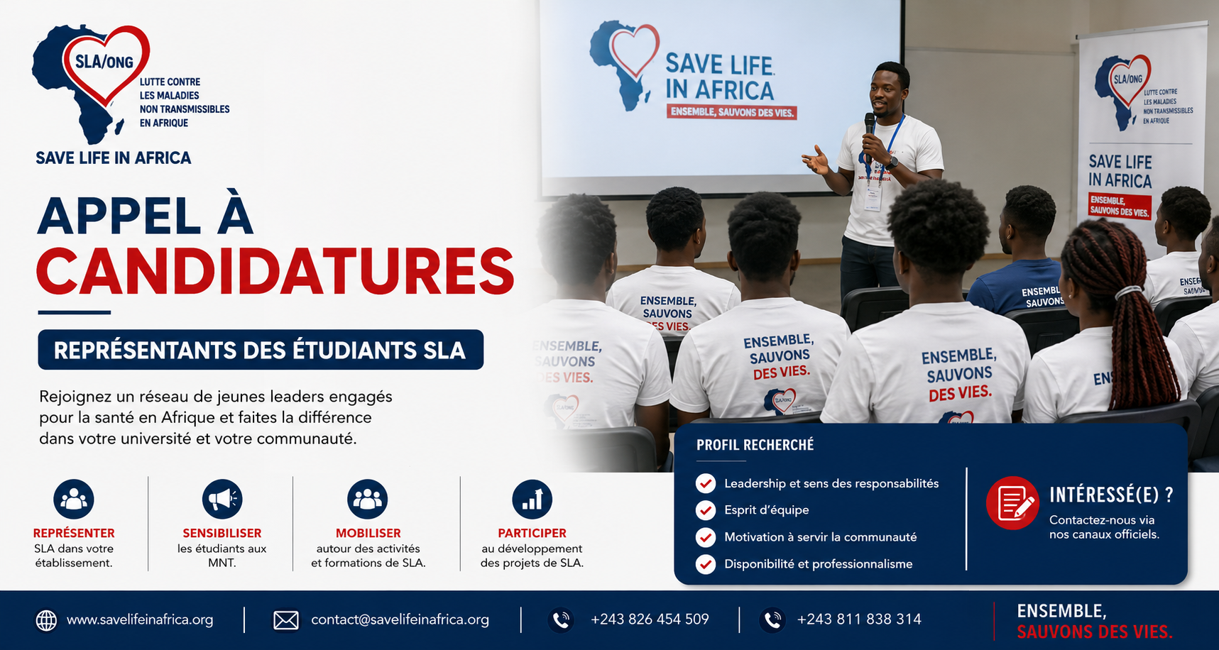 Appel à candidatures : Représentants des étudiants de Save Life in Africa (SLA)