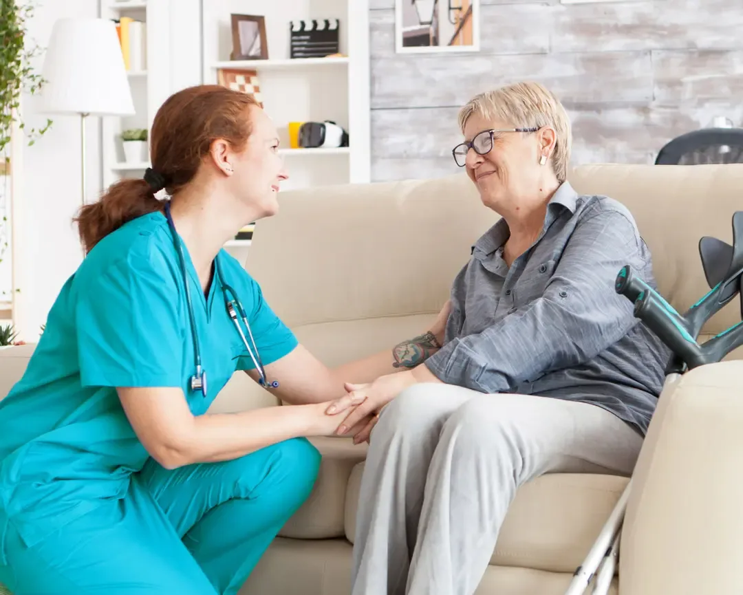 Caregiver providing companion-based home care